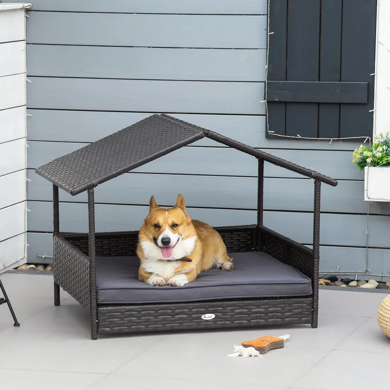 Wicker Dog House Outdoor with Canopy — photo 3