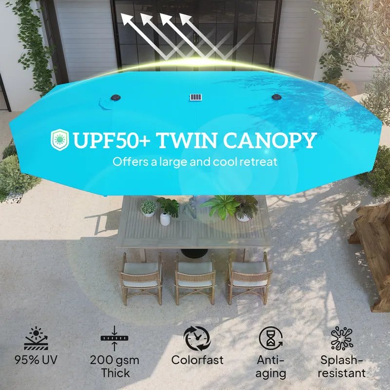 15ft Double-sided Outdoor Umbrella with Solar Lights — photo 6
