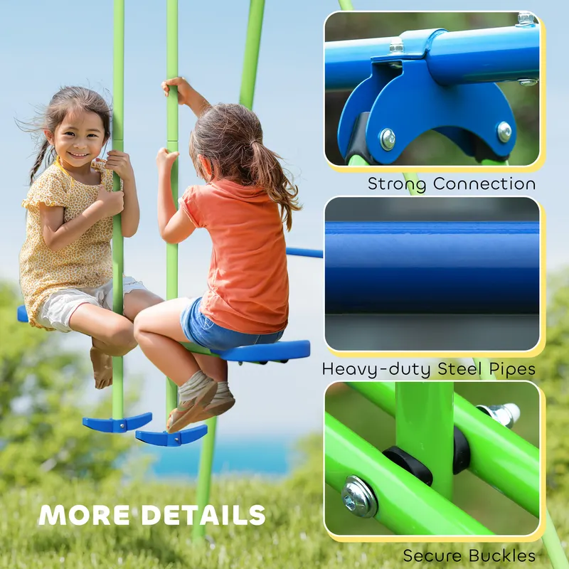 Metal Swing Set with Glider β Two Swing Seats and Adjustable β photo 5