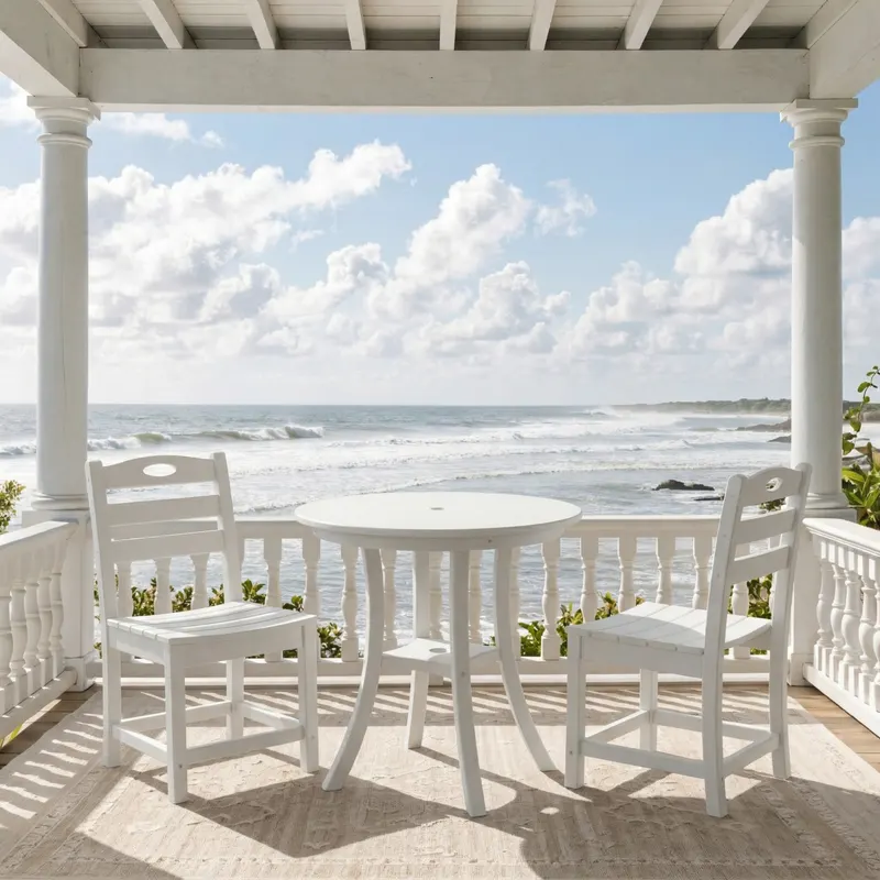 White 3-Piece Outdoor Bistro Set Round Table Set Patio Dining