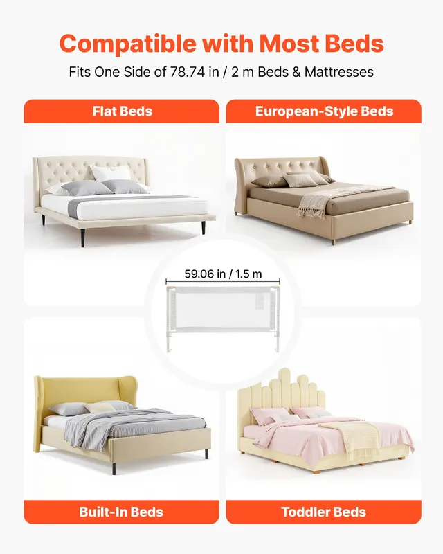 Toddler Bed Rail — Kids Beds Guard Rail with Reinforced Iron — photo 4