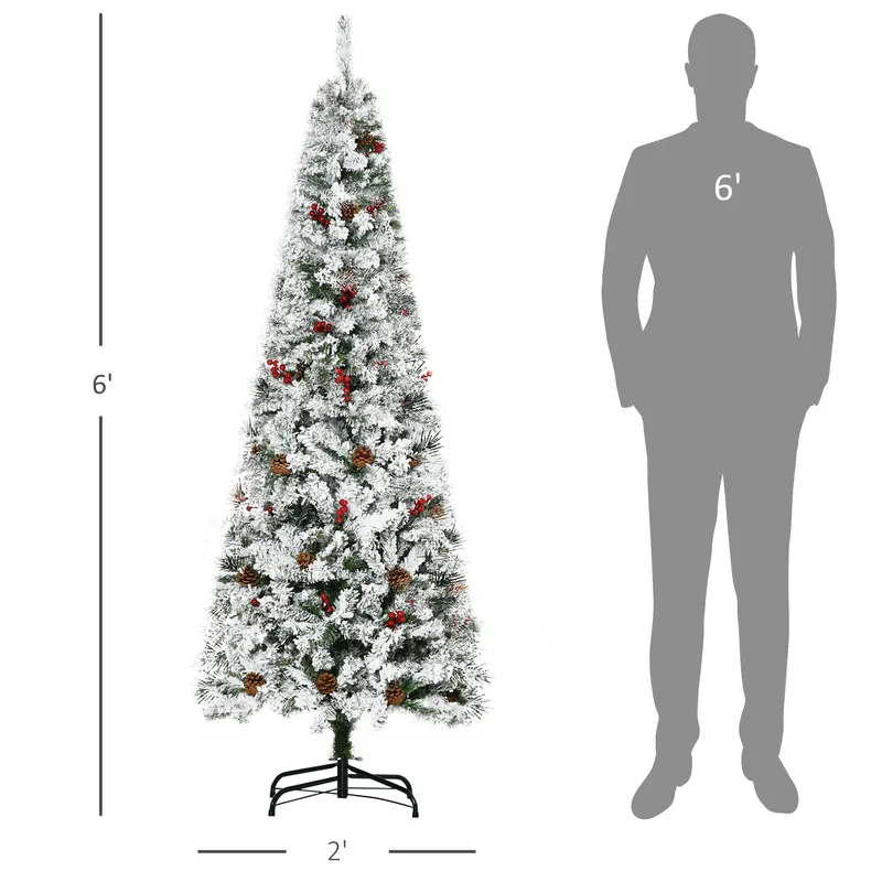 6 Foot Pencil Snow Flocked Artificial Christmas Tree with 600 — photo 6