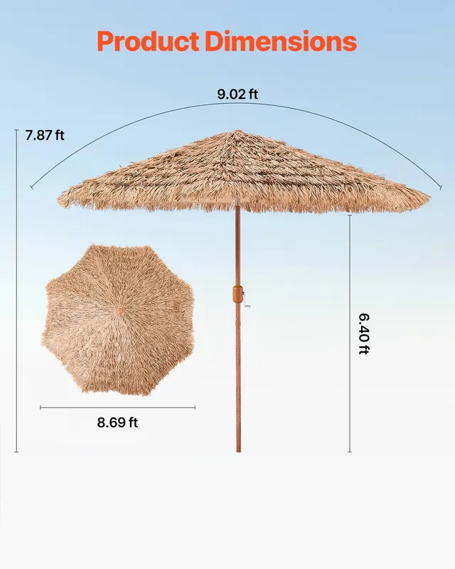 Tiki Umbrella Thatched Patio Umbrella 9 Ft Poolside Patio Beach β photo 5