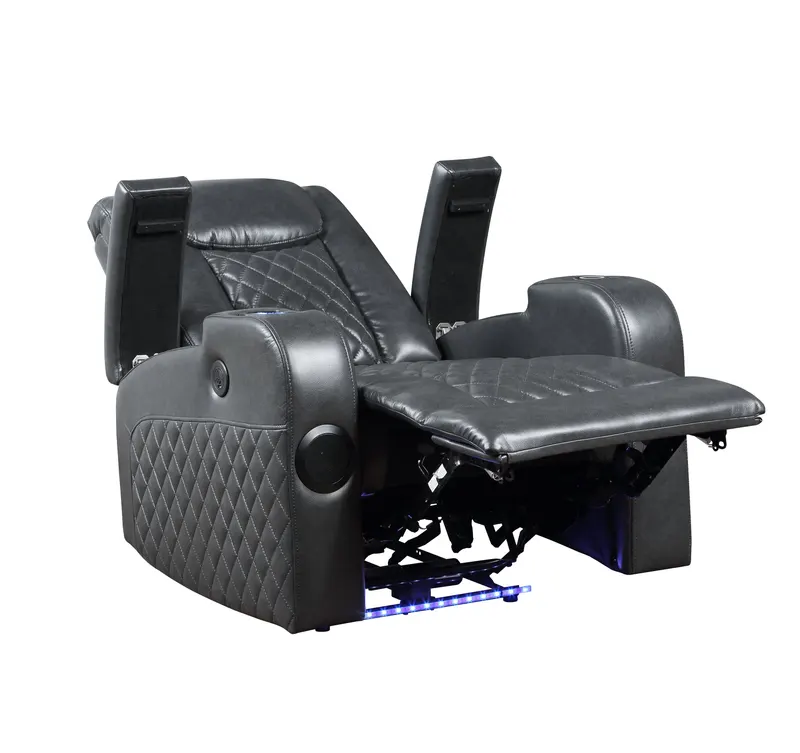Alair Dark Gray Leather Aire Power Motion Recliner W Bluetooth — photo 3