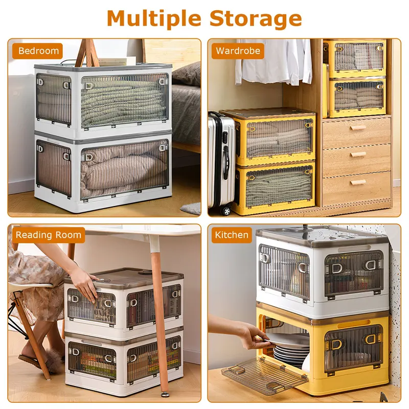 70QT 66L Foldable Storage Bins with Lid 4 Doors Collapsible — photo 4