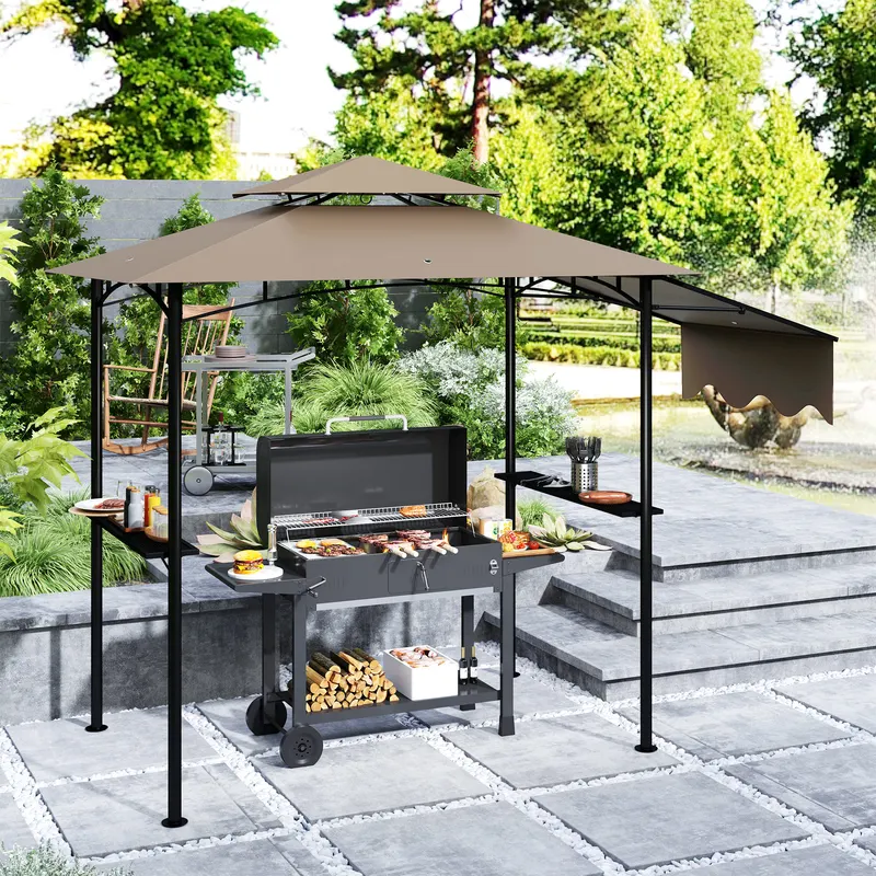 Outdoor Grill Gazebo — Barbecue Gazebo Shelter with Side Awning — photo 6