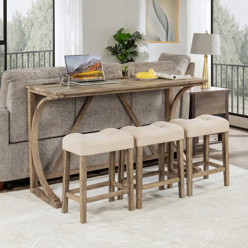 4-Piece Bar Table Set with Power Outlet