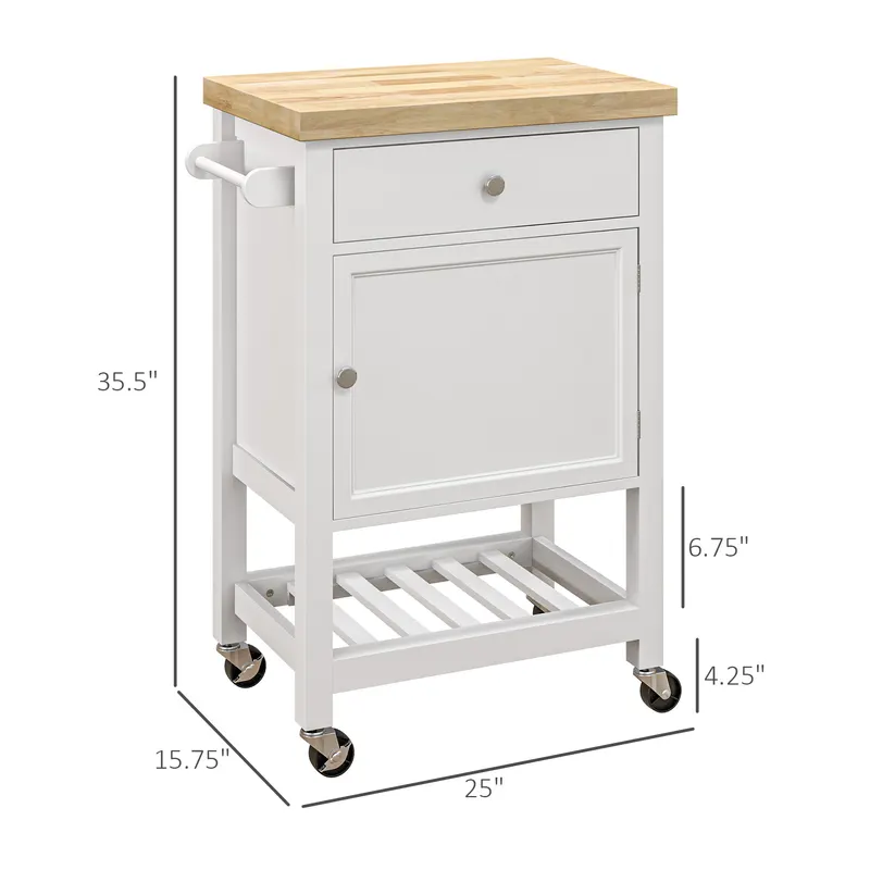 Kitchen Island on Wheels — Rolling Kitchen Cart with Rubberwood — photo 7
