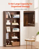5 Tiers Narrow Bookshelf — 53 in Wooden Open Bookcase — photo 4