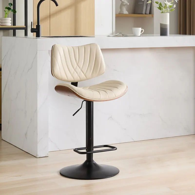 Walnut Bentwood Bar Stools Mid Century Modern Adjustable Counter