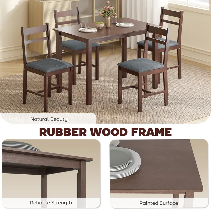 5-Piece Solid Wood Dining Table Set for 4 β photo 6