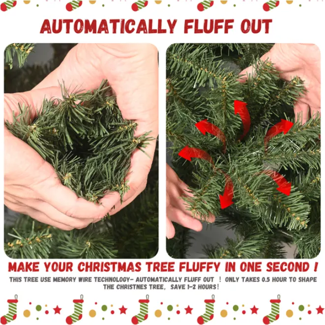 Artificial 7ft Green Christmas Tree with 1348PVC Hard Needle β photo 3
