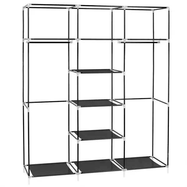 Portable Clothes Closet Non-woven Fabric Wardrobe Double Rod — photo 5