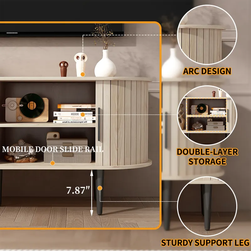TV Stand — 47 Modern TV Console Table with Storage Compartment — photo 4