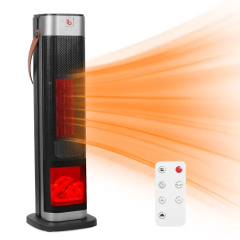 1500W Oscillating Ceramic Tower Space Heater with 3D Flame