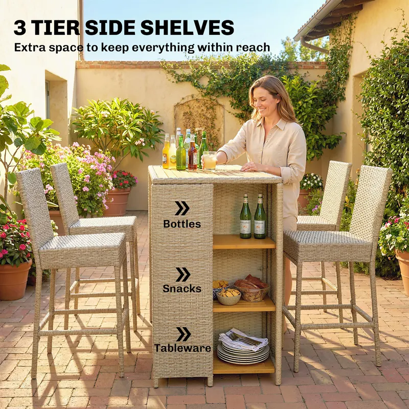 5 Piece Wicker Outdoor Bar Set β photo 3
