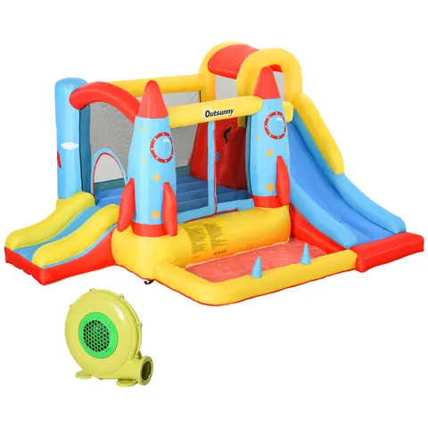 Kids Bounce House β 4-in-1 Rocket Inflatable Water Slide Jumping