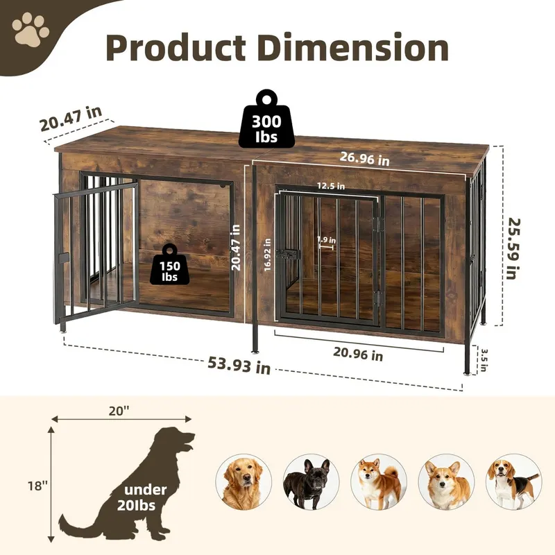 Double Dog Crate Furniture with Divider — photo 6