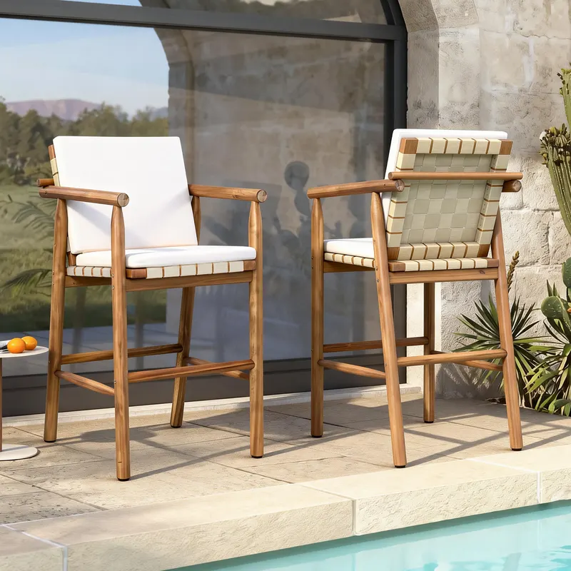 Outdoor Counter Height Bar Stools Chair Set of 2 — photo 5