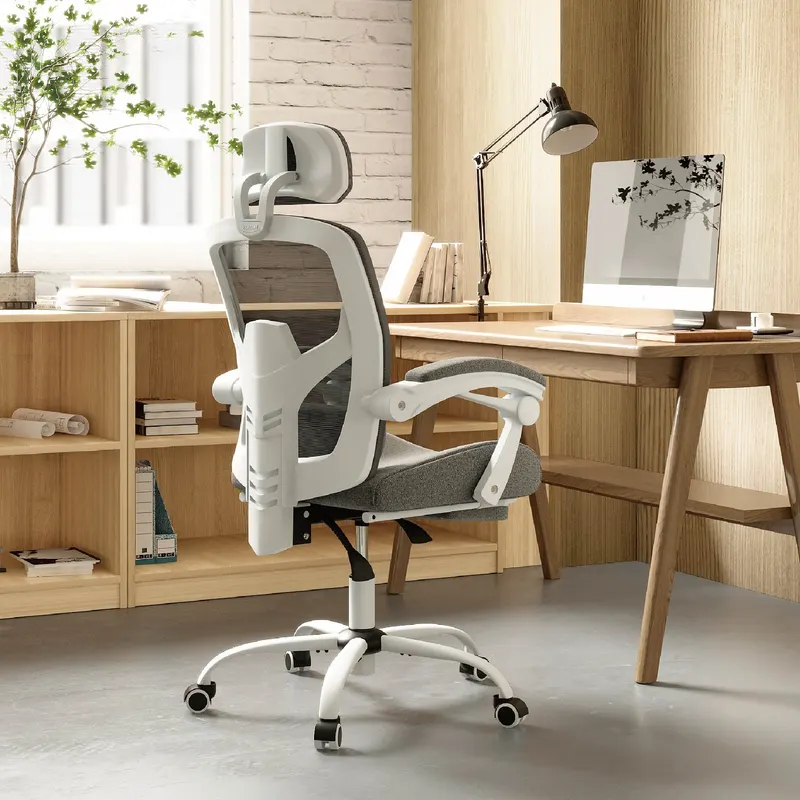 Retractable Footrest Ergonomic Swivel Office Chair with Lumbar — photo 8