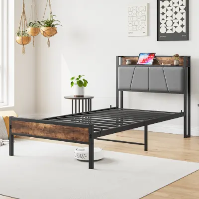 Twin Size Bed Frame β Storage Headboard with Charging Station β photo 8
