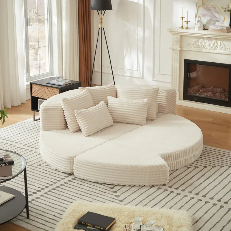 78.5-Inch Corduroy Semi-circular 2-in-1 Sofa Bed β photo 4