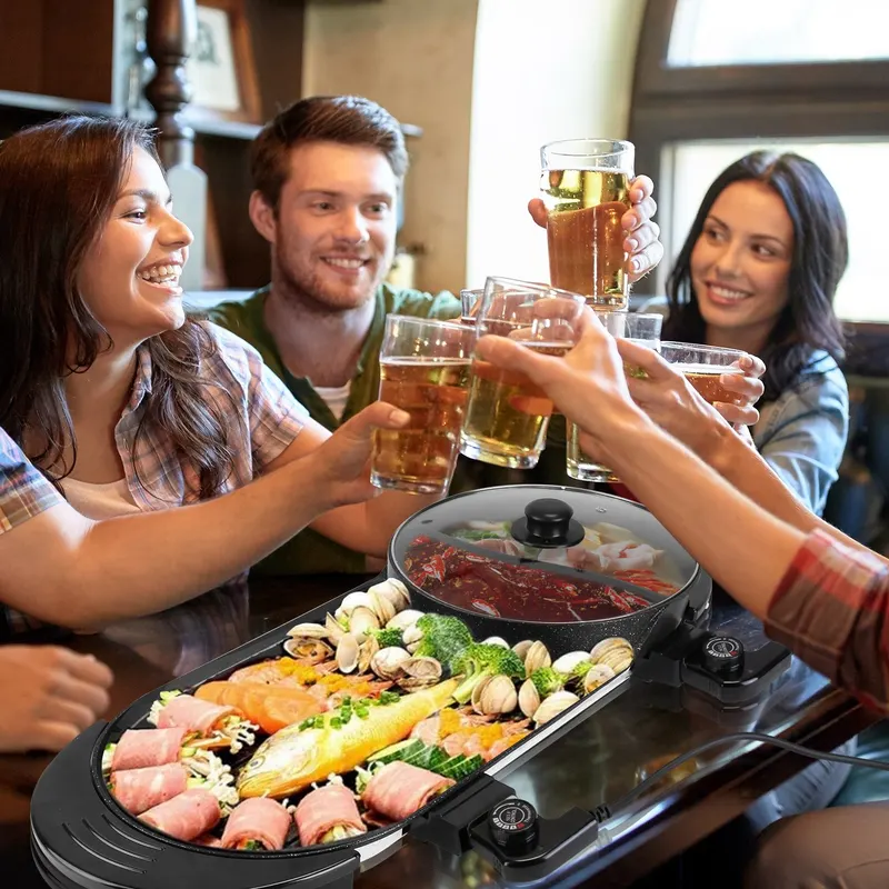 2200W 2 in 1 Electric Hot Pot with BBQ Grill Cooker Smokeless — photo 6
