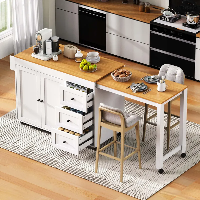 K&k 74.8 Kitchen Island with Extendable Dining Table — photo 5