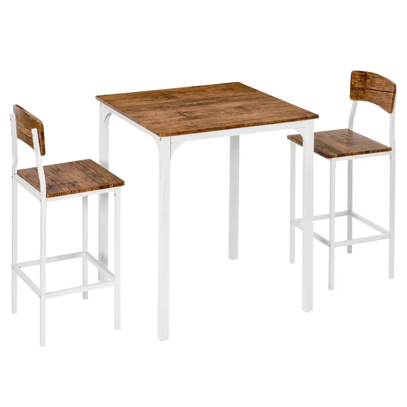 3 Piece Industrial Counter Height Dining Table Set