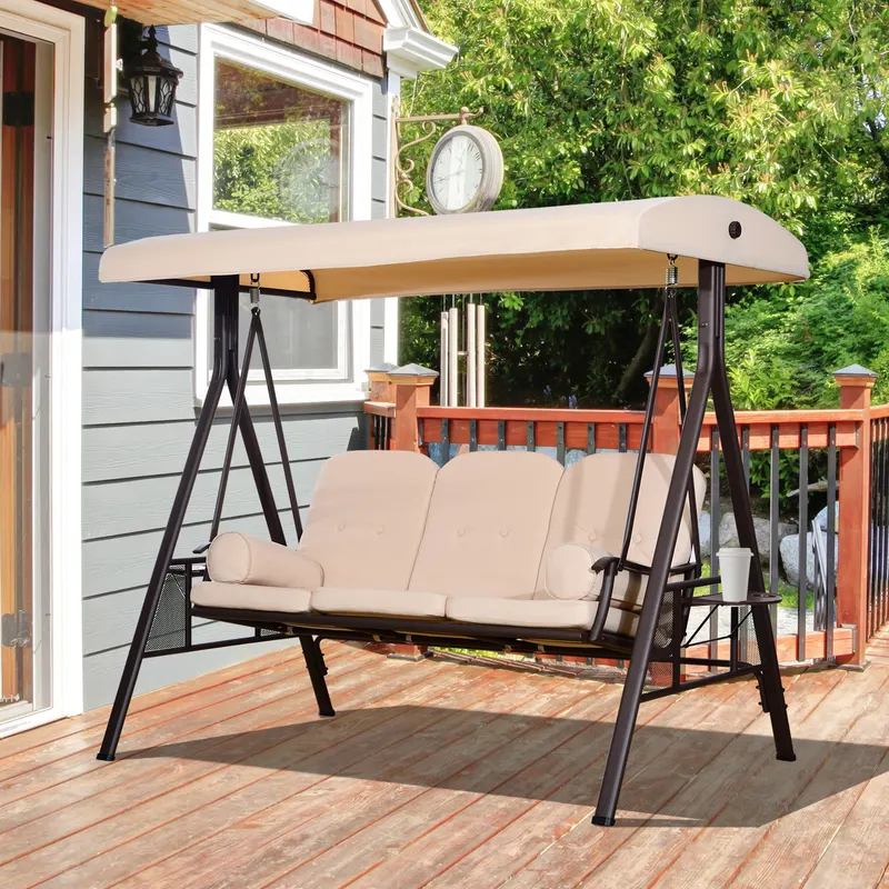 3-Seat Patio Swing Chair — Outdoor Porch Swing Glider — photo 3