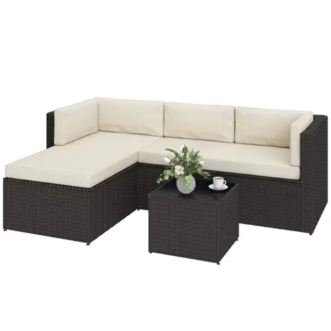 3 Piece Patio Furniture Set — Wicker Outdoor Patio Conversation