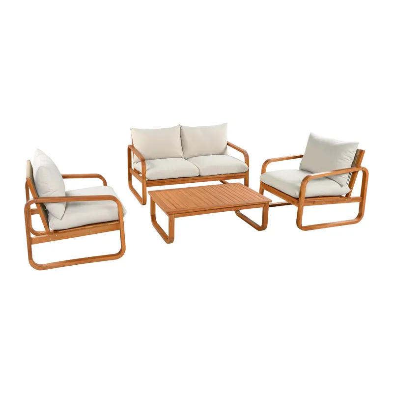 4-Piece Acacia Wood Outdoor Patio Furniture Set with Thick — photo 5