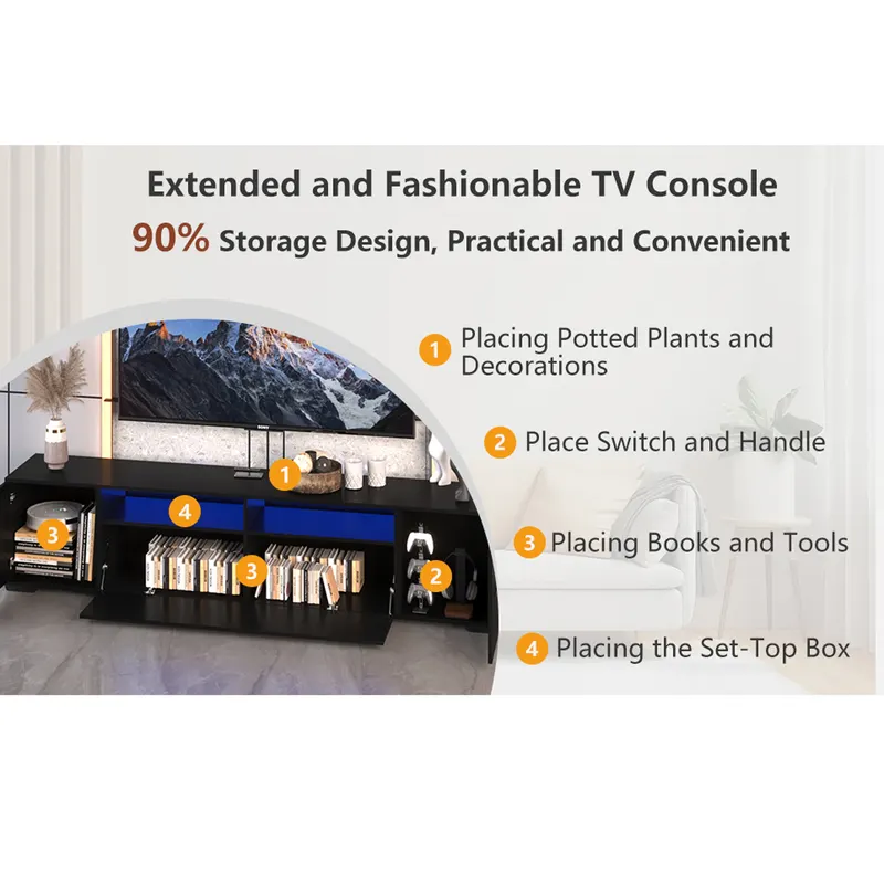 TV Console with Storage Cabinet Modern Entertainment Center 31 β photo 5