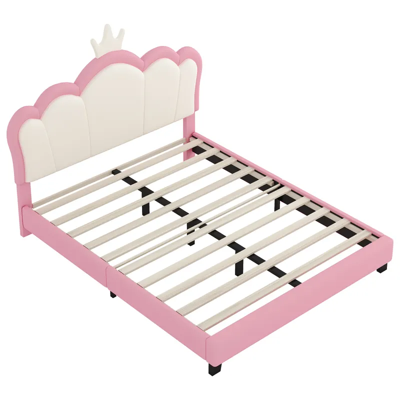Full Size Upholstered Princess Bed with Crown Headboard — photo 5