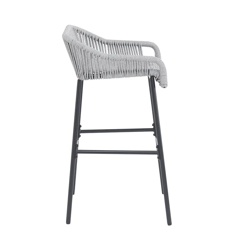 La Push Outdoor Patio Light Gray Rope Bar Stool Set of 2 — photo 4