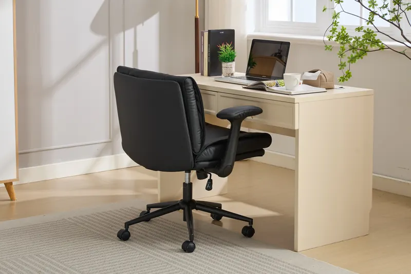 With Flip-up Armrests Leather — Cross Legged Office Chair — photo 5