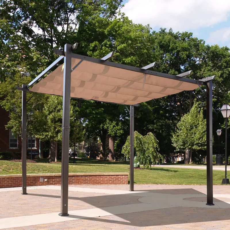 Outdoor Pergola Aluminum Gazebo w/ Retractable Canopy for Patio — photo 4