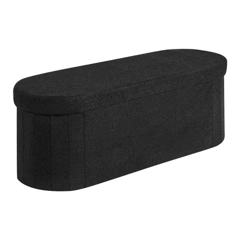 Oval Storage Ottoman Bench β Foldable Teddy Fleece End of Bed