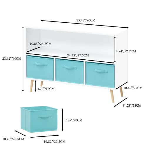 Fiberboard Children's Bookshelf with Foldable Fabric Drawers — photo 8