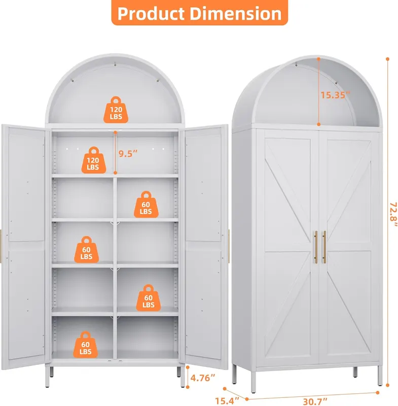 Tall Kitchen Pantry Cabinet β Arched Storage Cabinet with Doors β photo 7