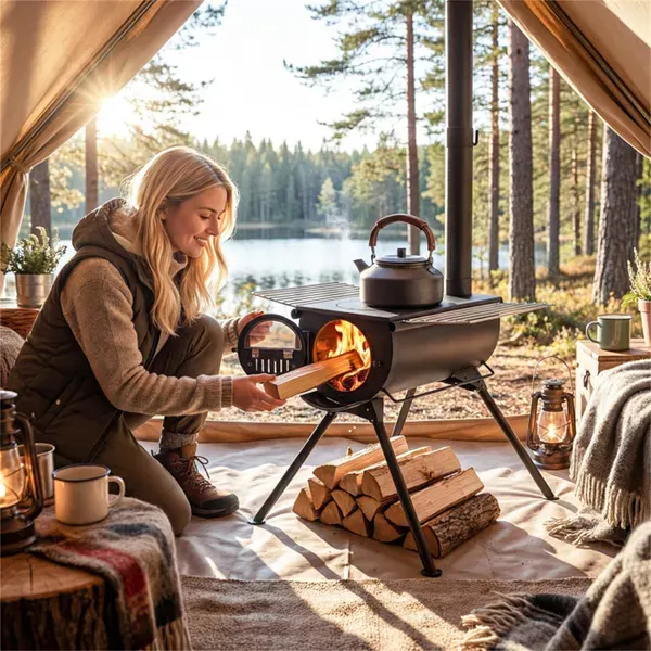 Portable Foldable Wood Burning Tent Stove with 5 Sections — photo 5