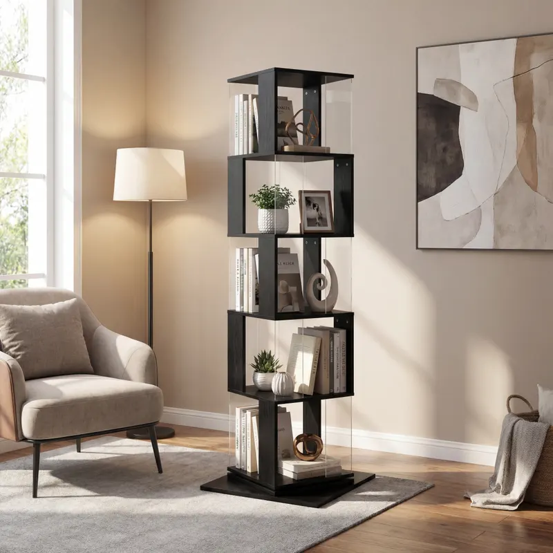360 Rotating Bookshelf with Acrylic Plate