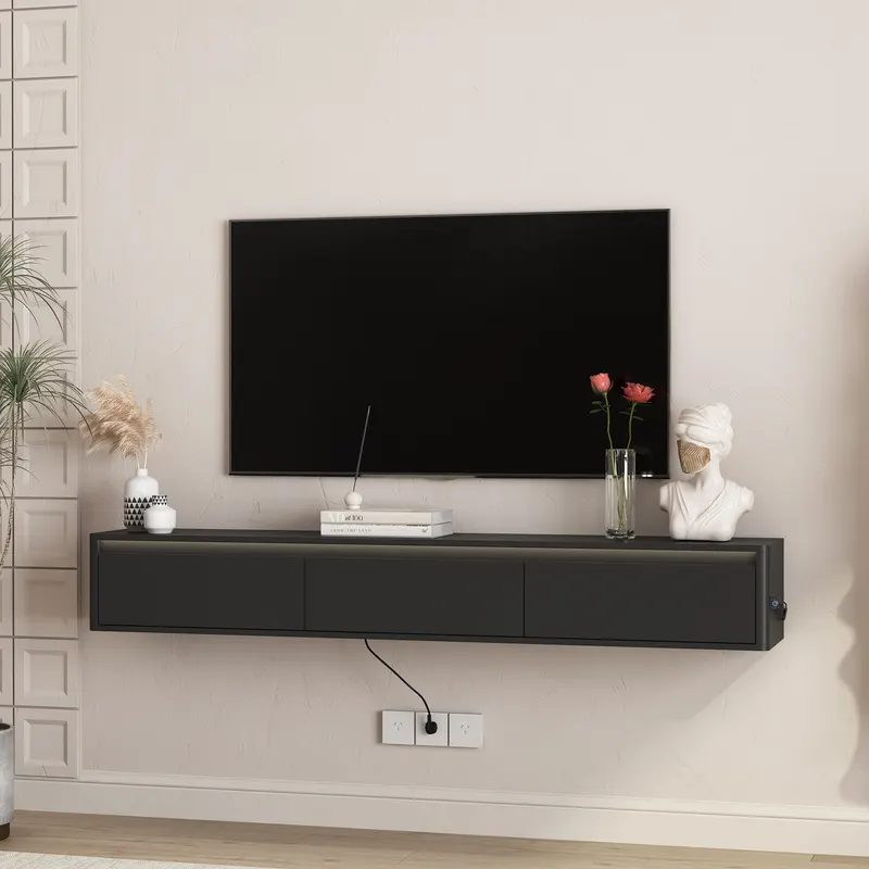 Floating TV Stand — Wall Mounted TV Shelf with Led Lights — photo 3