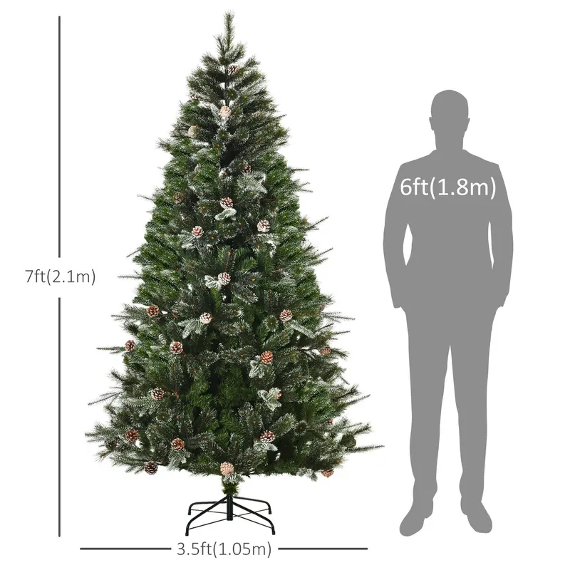 HOMCM 7FT Artificial Christmas Snow Pine Tree Holiday Home Xmas — photo 2