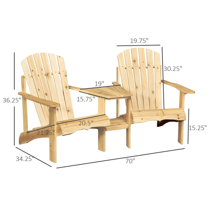 Fire Pit Seating β 2 Wooden Adirondack Chairs with Outdoor Table β photo 8
