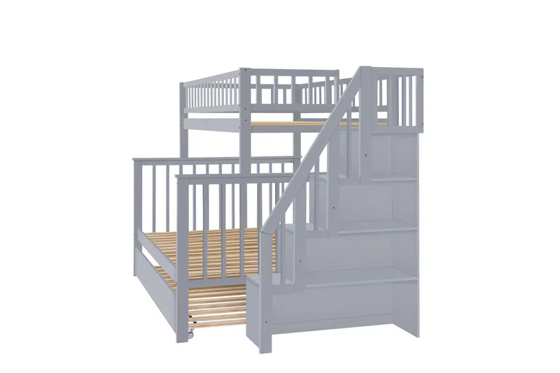 Twin Over Full Stairway Bunk Bed with Trundle β photo 3