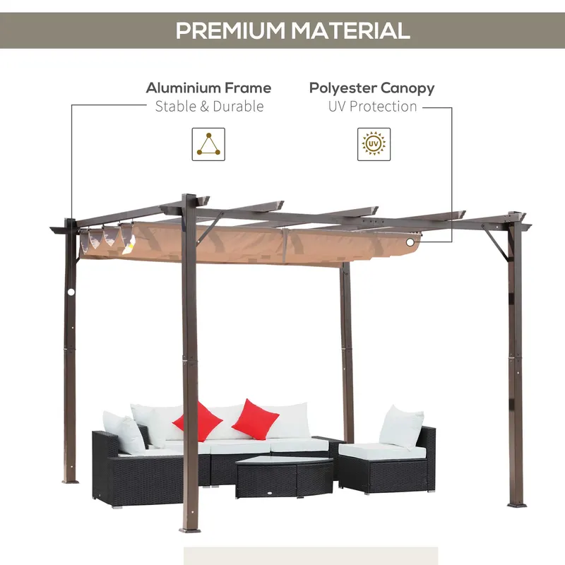 Outdoor Pergola Aluminum Gazebo w/ Retractable Canopy for Patio — photo 6