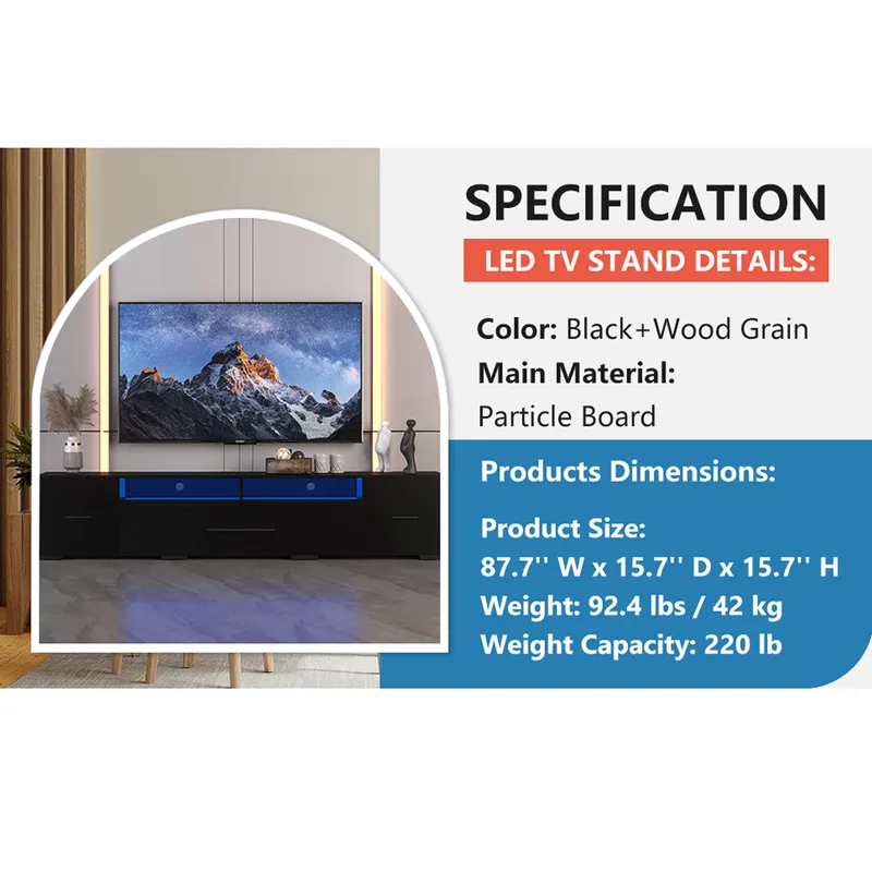 TV Console with Storage Cabinet Modern Entertainment Center 31 β photo 2