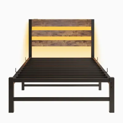 Twin Size Bed Frame Heavy Duty Platform Bed Frame with Headboard — photo 7