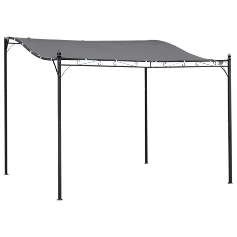 Durable 10x10 Steel Pergola — Wall-mounted with Canopy for Patio